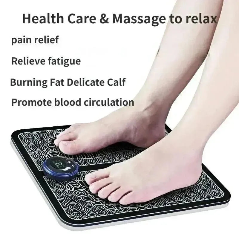 Rechargeable Foot Massager Mat Black PU Leather